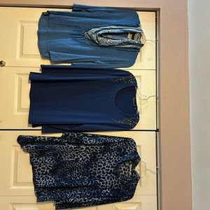 3 beautiful Large tops. 2 Susan Graver 1 is one world. Selling all 3 for $20.00